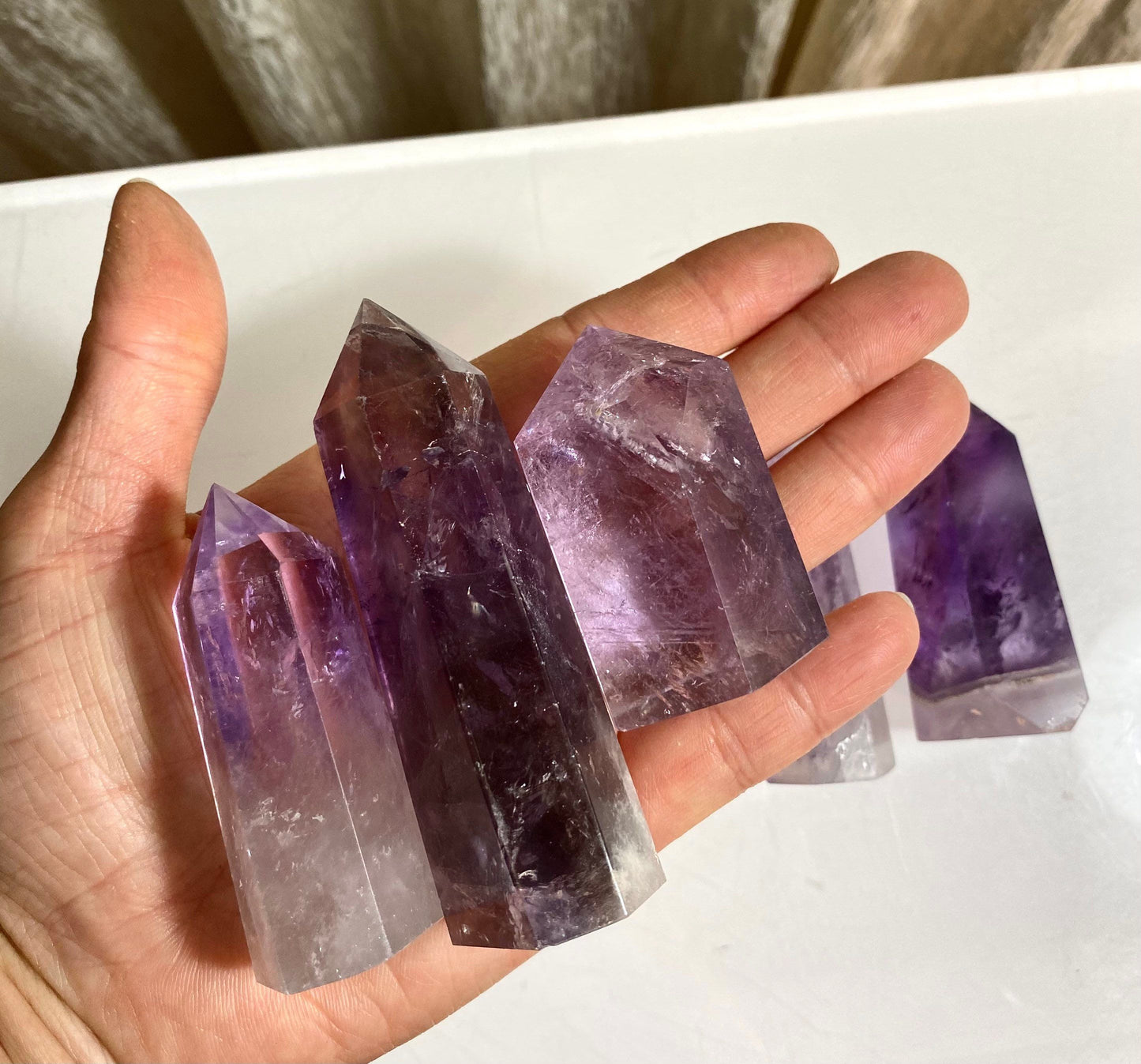 Wholesale Lot 1 Lb Amethyst Obelisk Tower Point Crystal Natural Energy Healing