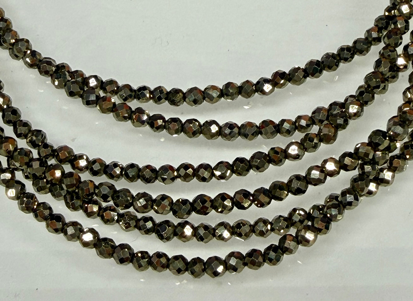 6 PCs 2mm Faceted Natural Pyrite Anklet with Stainless Steel Findings