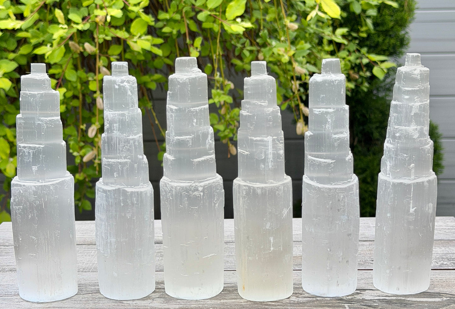 Wholesale Lot 6 pcs Natural Selenite aka Satin Spar Cylinder Crystal Healing Energy ~20cm