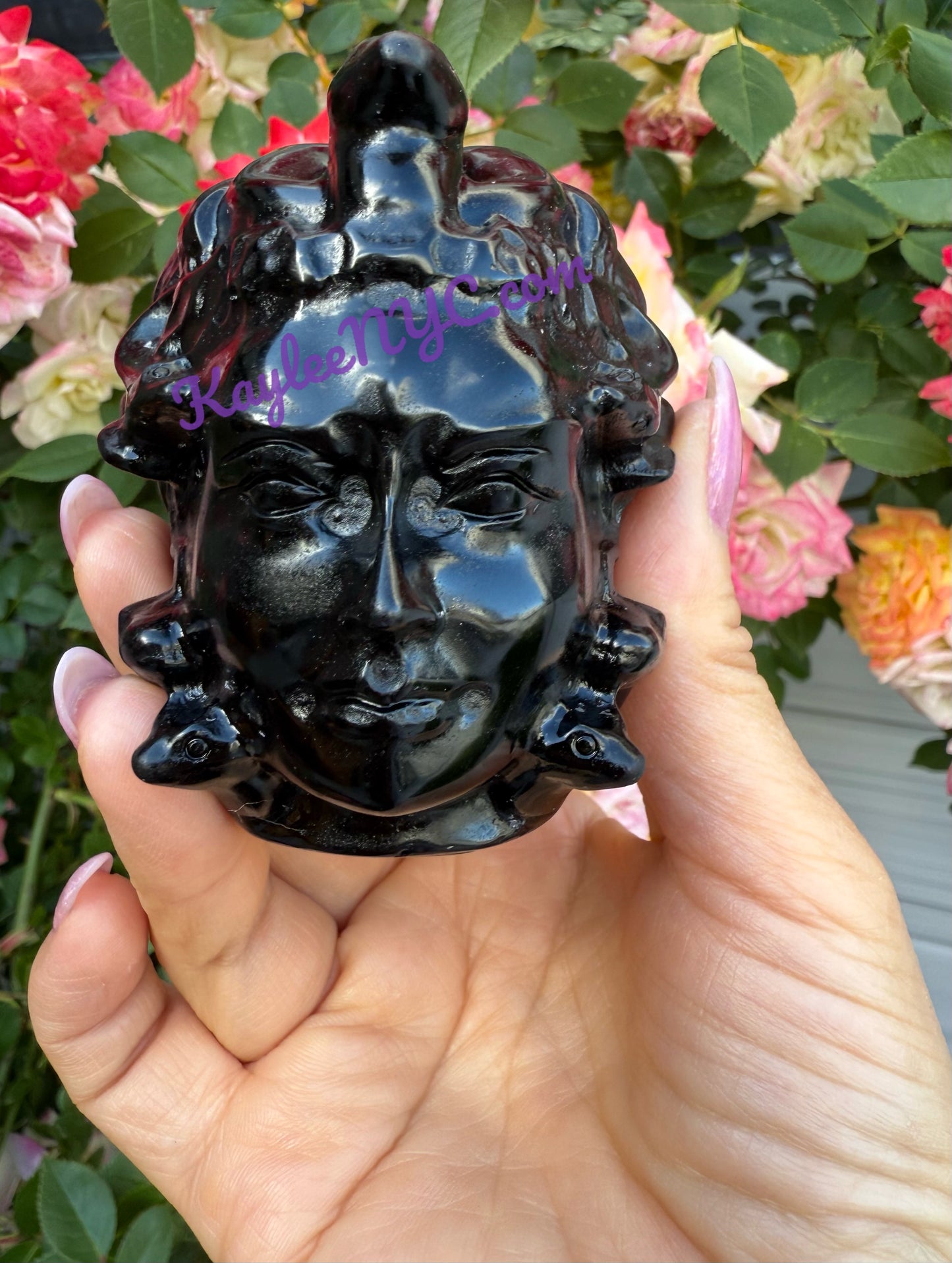 Wholesale Lot 3 pcs Natural Black Obsidian Medusa Crystals Healing Energy