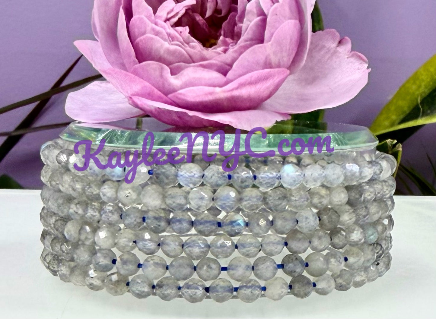 Wholesale Lot 6 Pcs Natural Faceted Labradorite 4mm 7.5” Crystal Healing Stretch Bracelet