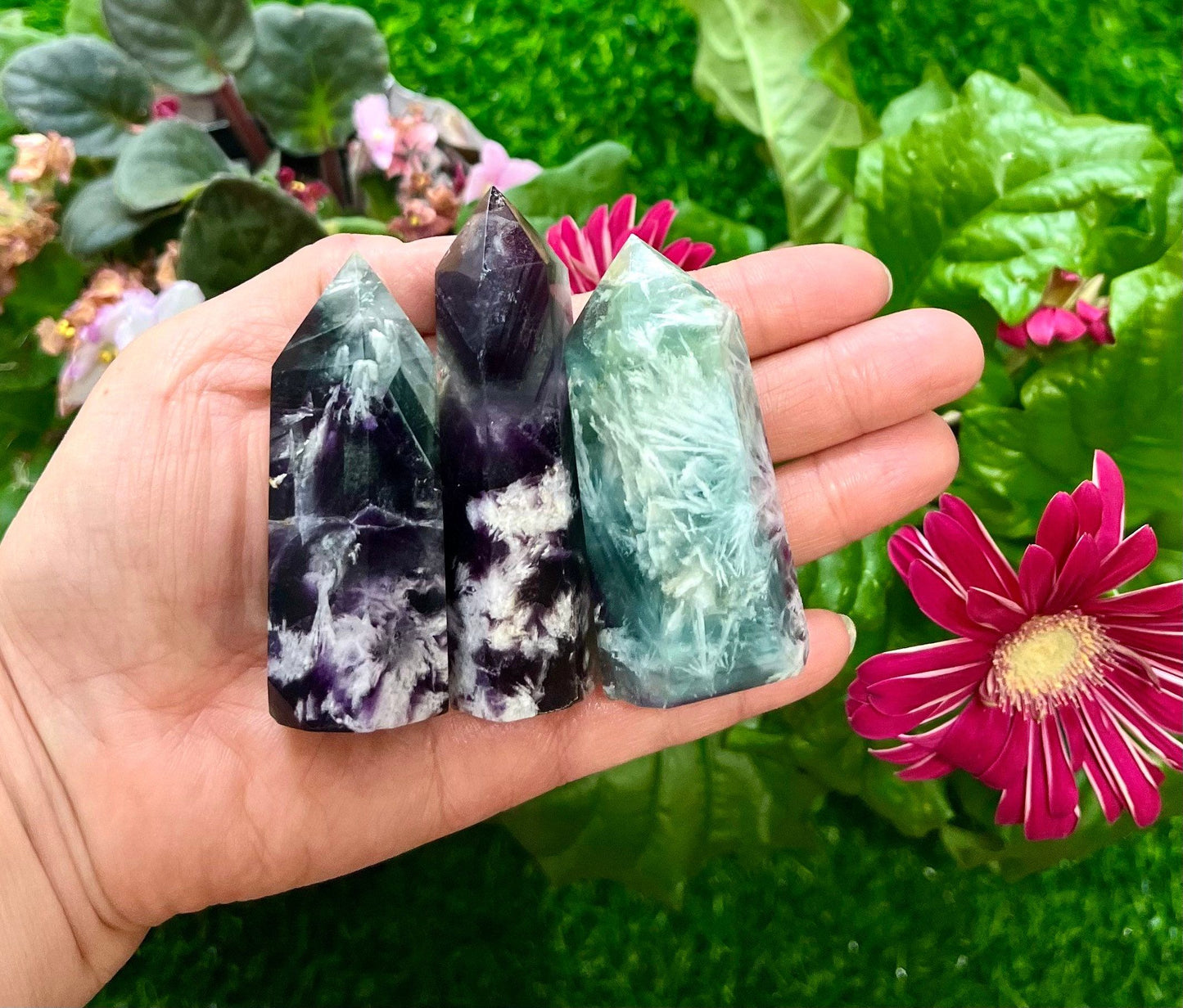 Wholesale Lot 1 Lb Natural Feather Fluorite Obelisk Point Crystal Natural Energy