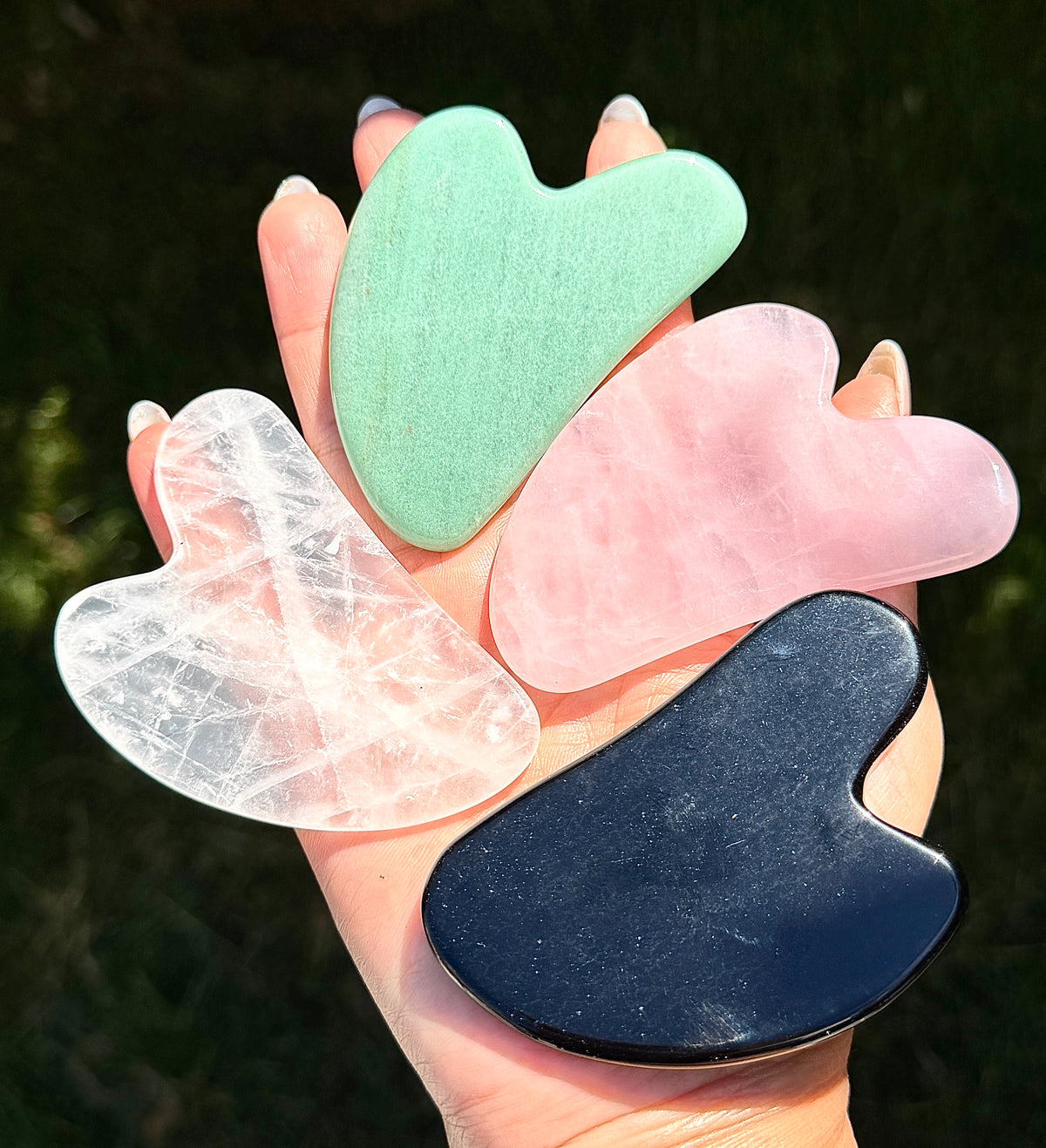 8 pcs Natural Crystal Gua Sha Facial Massage Heart