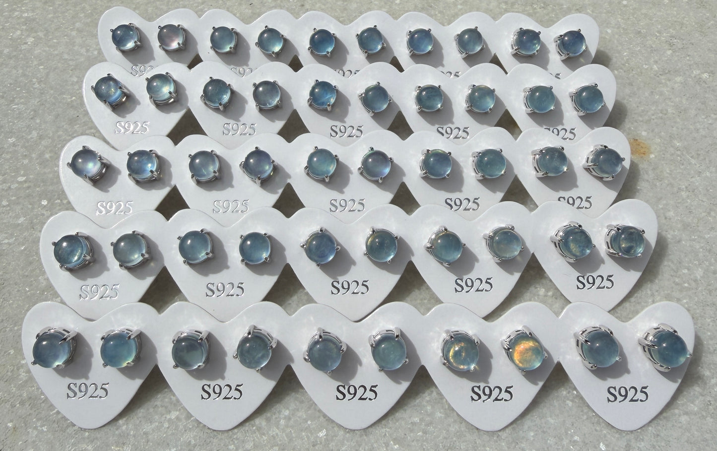 Wholesale Lot 5 Pairs Natural Aquamarine Sterling Silver (925) Posts