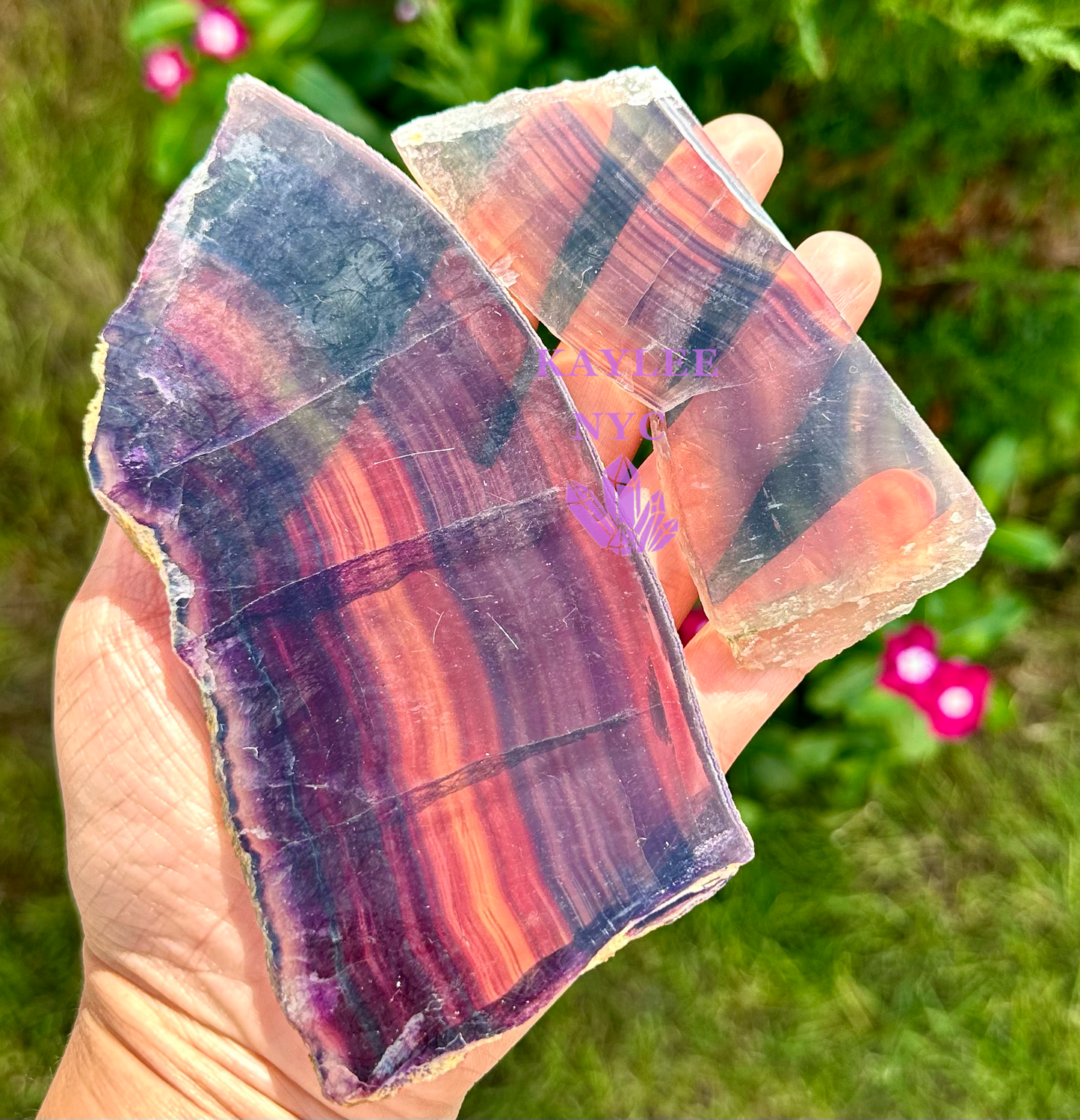 2 lbs Natural Rainbow Fluorite Slab