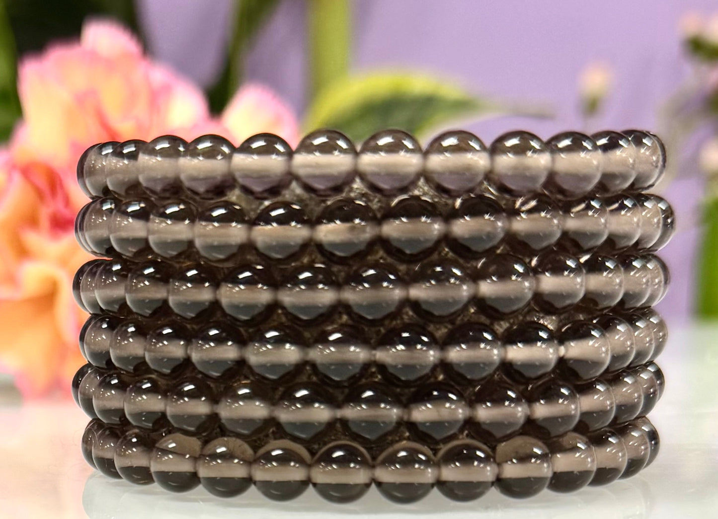 Wholesale Lot 6 Pcs Natural Ice Obsidian 6mm 7.5” Crystal Healing Stretch Bracelet
