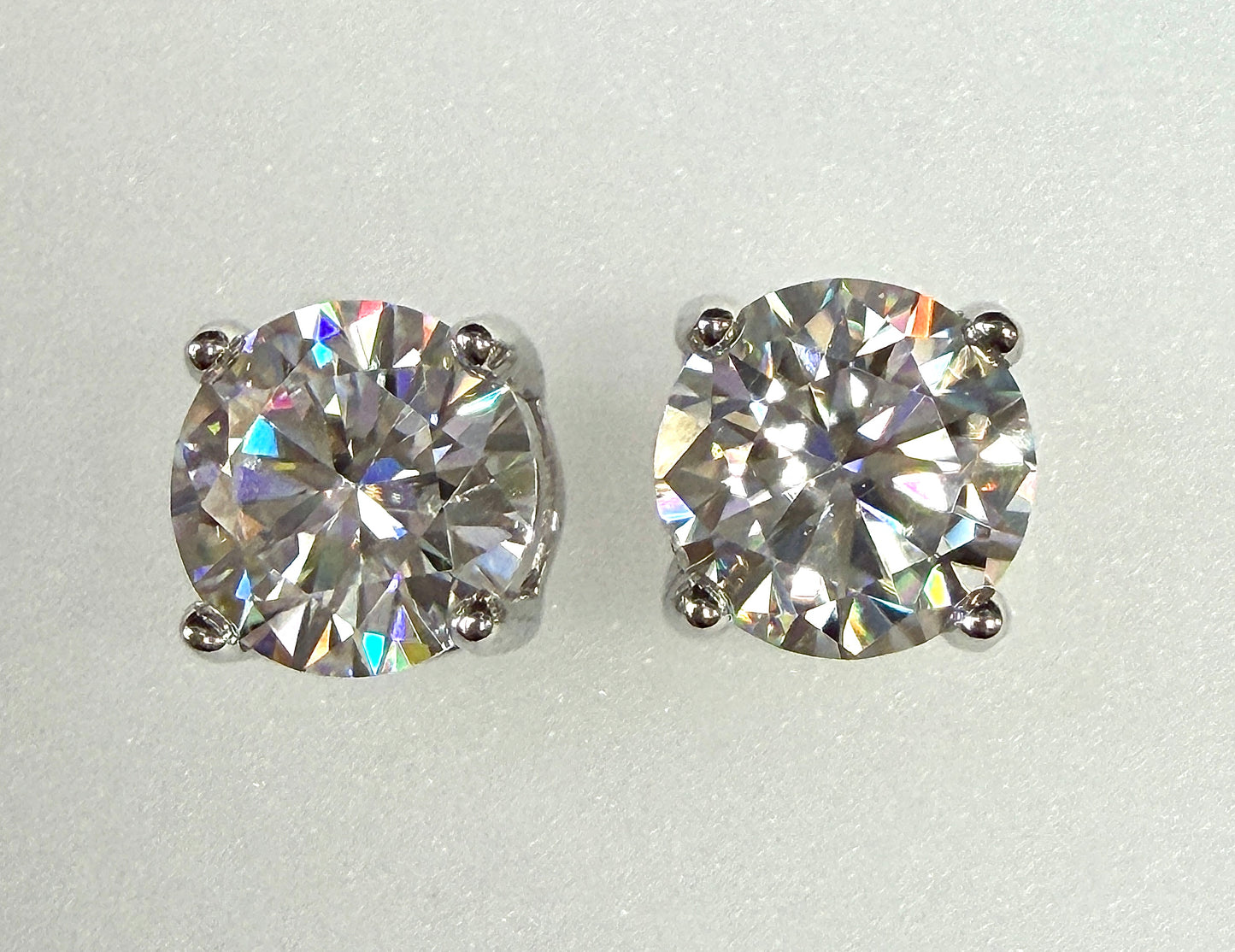 Wholesale Lot 5 Pairs Natural Moissanite Sterling Silver(925) Earring Studs 6.5mm