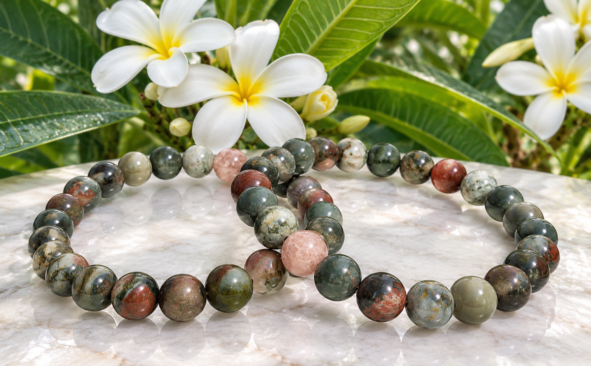 Wholesale Lot 6 Pcs Natural Bloodstone 8mm Crystal Healing Stretch Bracelet 7.5”