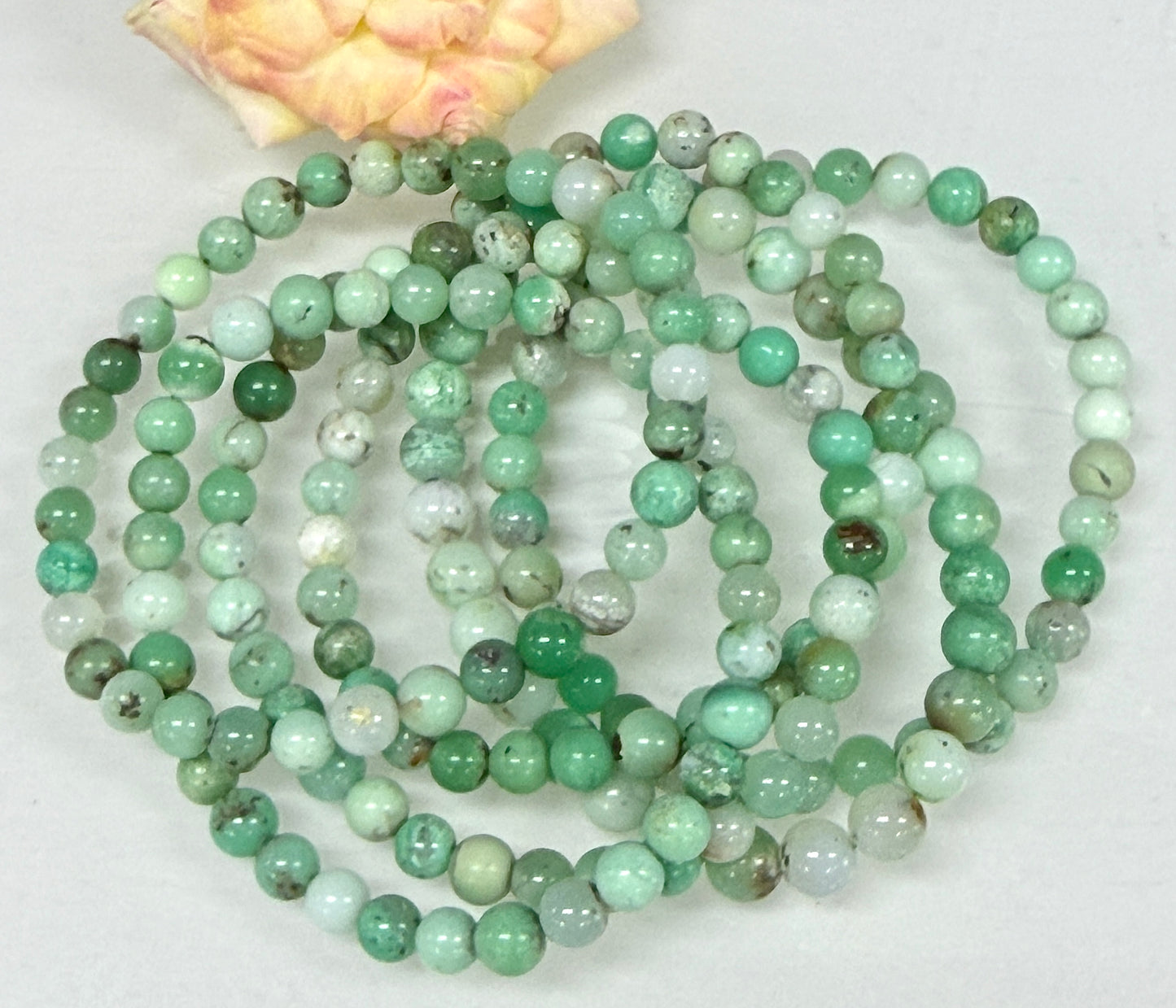 6 PCs 6mm Natural Chrysoprase Stretch Bracelet 7.5”