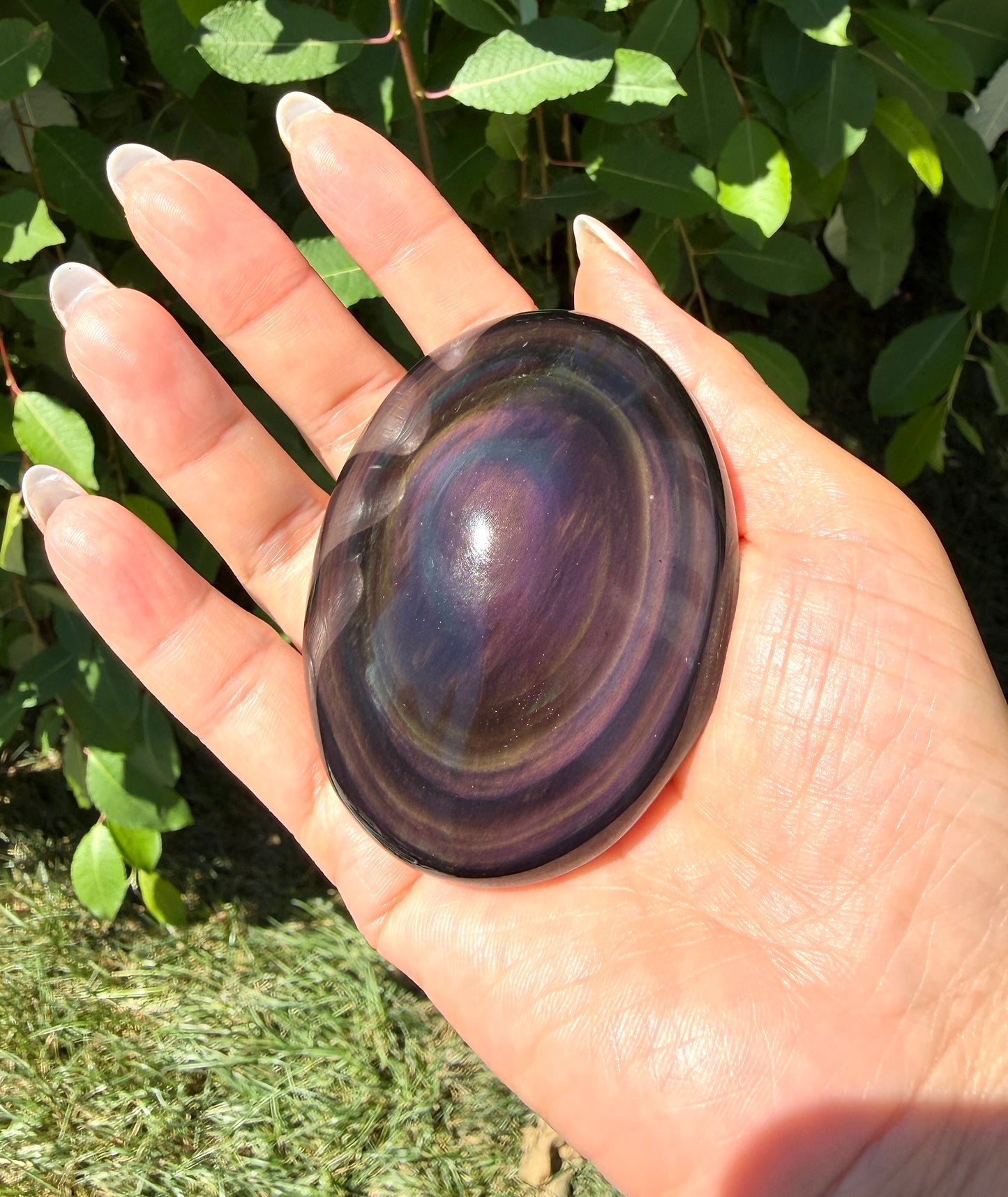 Wholesale 2 Lb Lot Natural Rainbow Obsidian Palm Stones Crystal Energy