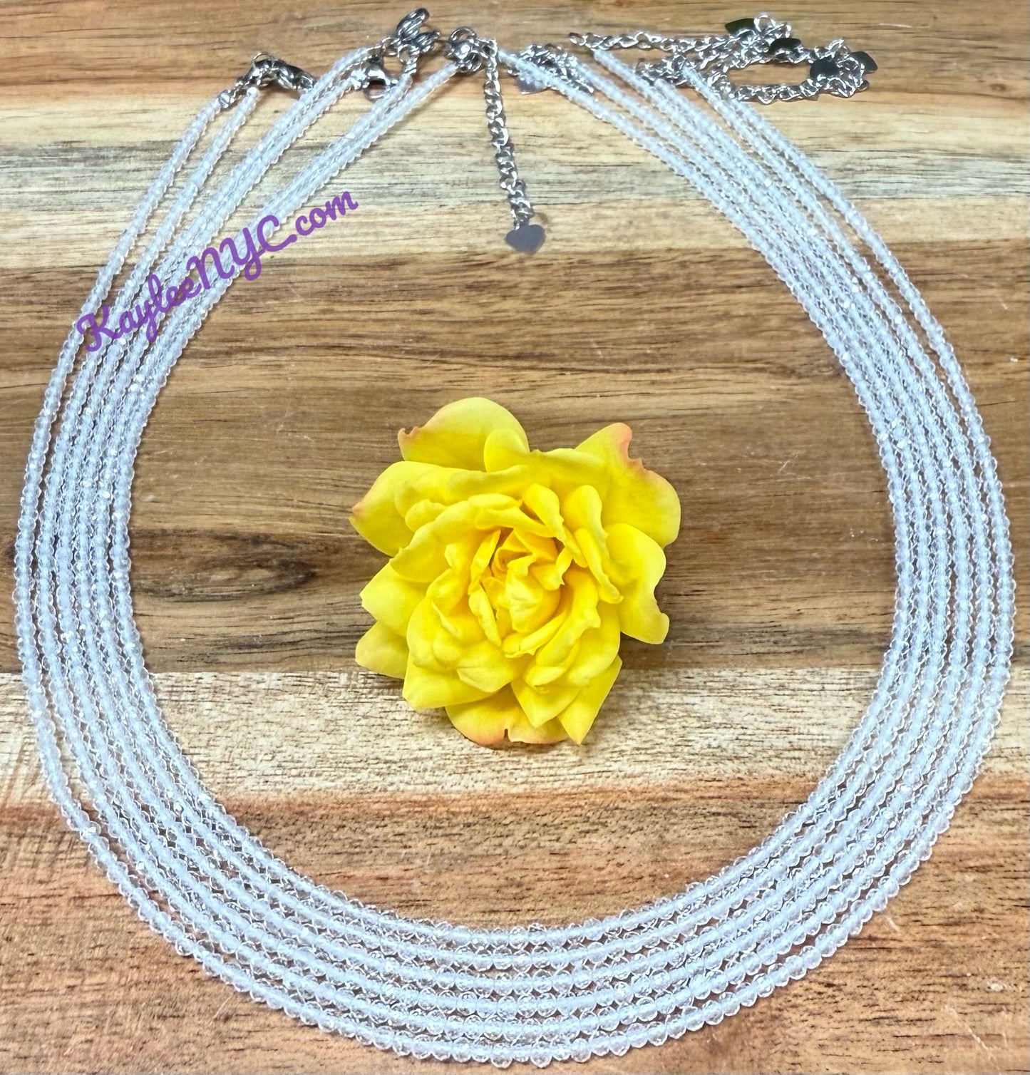 6 PCs 2mm Natural Clear Quartz Necklaces