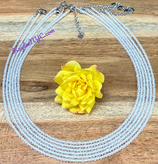 6 PCs 2mm Natural Clear Quartz Necklaces