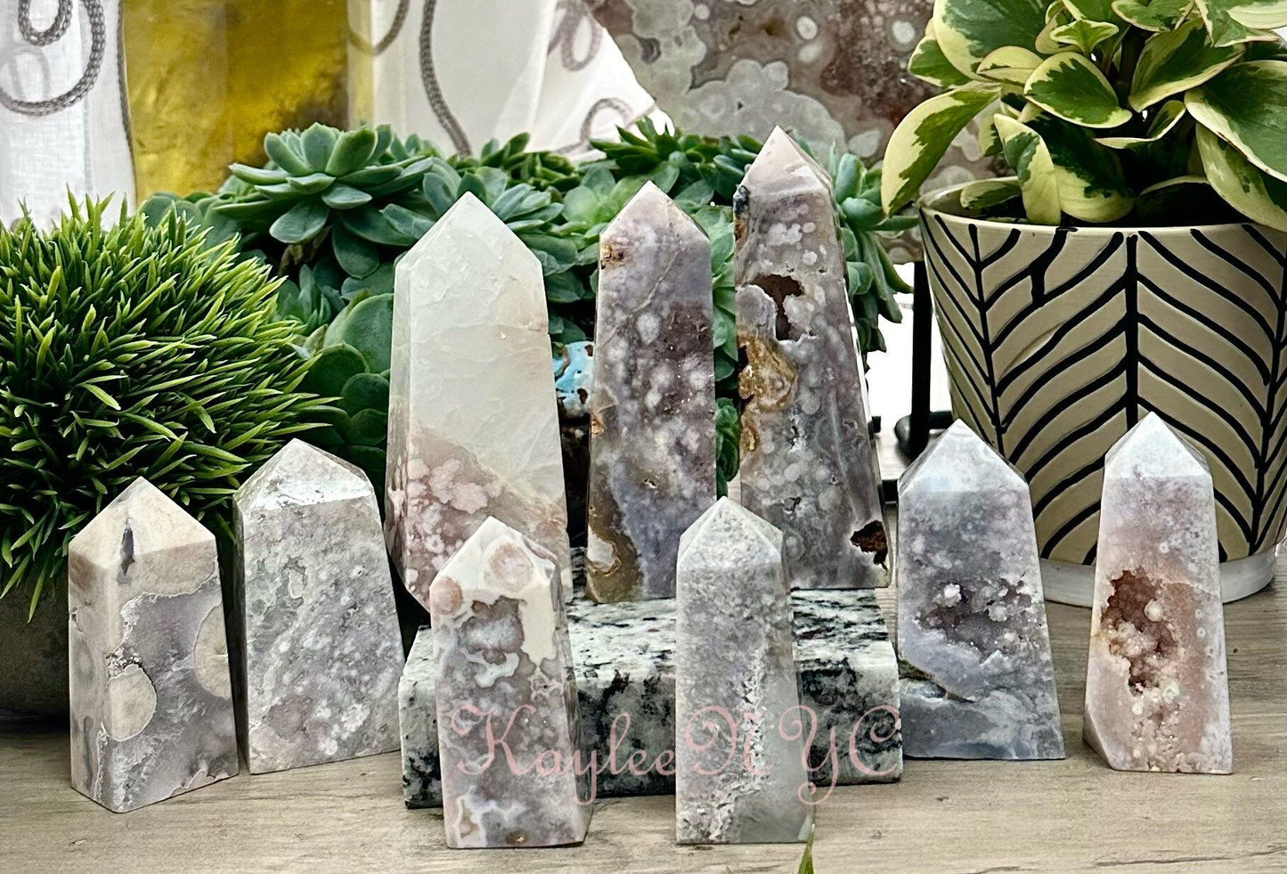 Wholesale Lot 3 Lbs Natural Pink Amethyst with Flower Agate Obelisk Tower Point Crystal Healing Energy