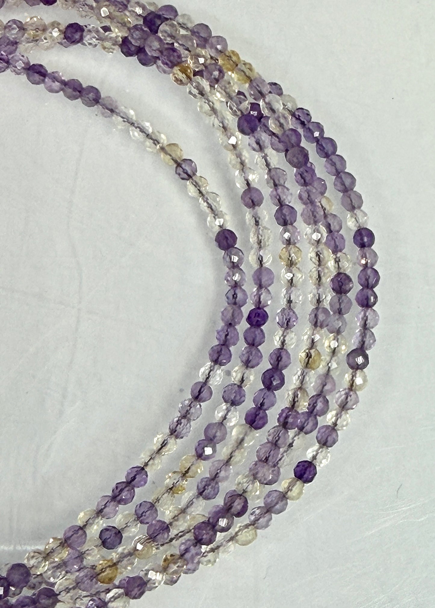 6 PCs 2mm Faceted Natural Ametrine Anklets Stainless Steel Findings