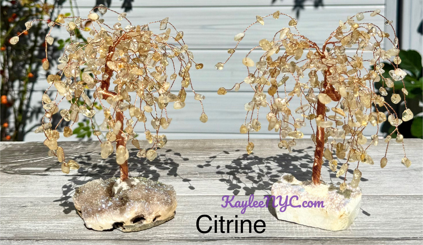 Wholesale Lot 3 Pcs Weeping Willow Tree with Angel Aura Base Crystal Healing Energy