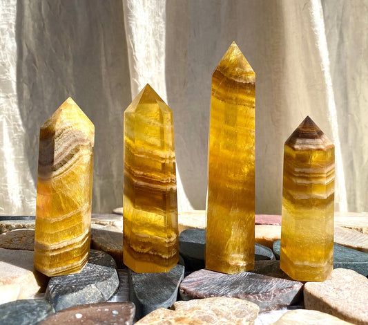 Wholesale Lot 1 Lb Yellow Fluorite Obelisk Tower Point Crystal Natural Energy