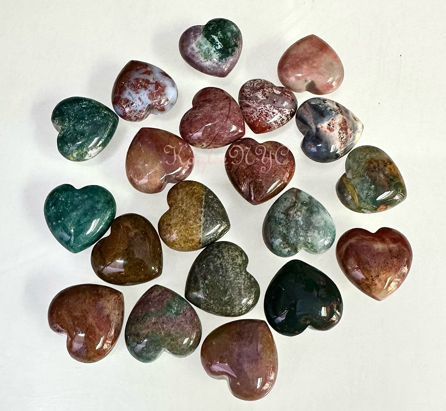 Wholesale Lot 20 Pcs 20mm Natural Ocean Jasper Crystal Heart Nice Quality Healing Energy