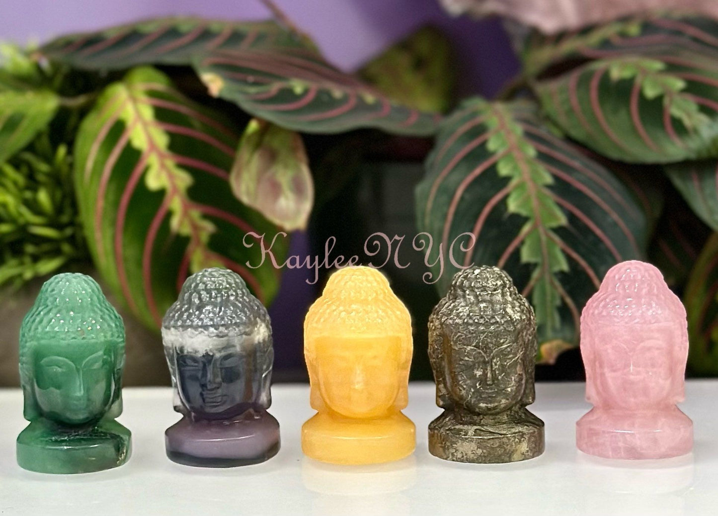 Wholesale lot 5 Pcs 2” Mix Natural Crystal Guanyin Female Buddha Head