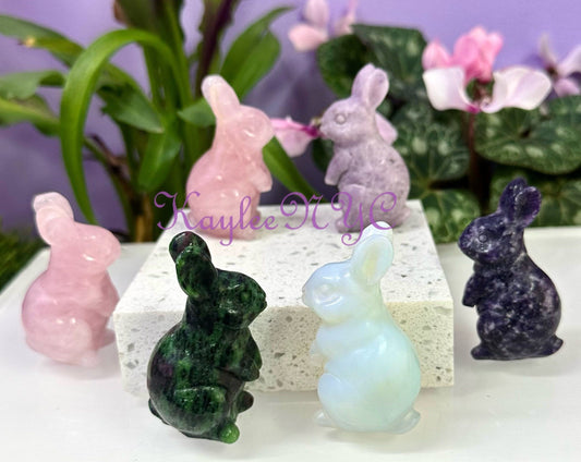 Wholesale Lot 6 PCs Natural Mix Crystal Rabbit Bunny Crystal Healing Energy