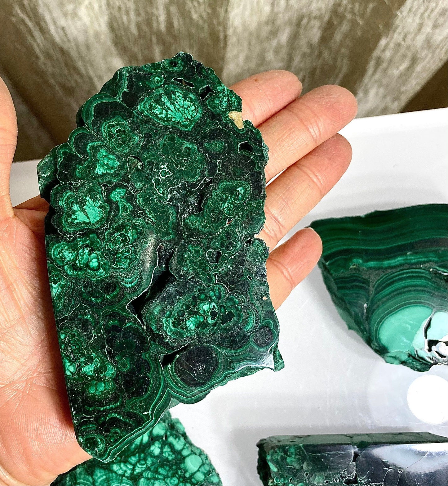 Wholesale Lot 3-5PCs  Natural Malachite Slab Crystal Nice Quality Healing Energy 1.9 to 2 lbs