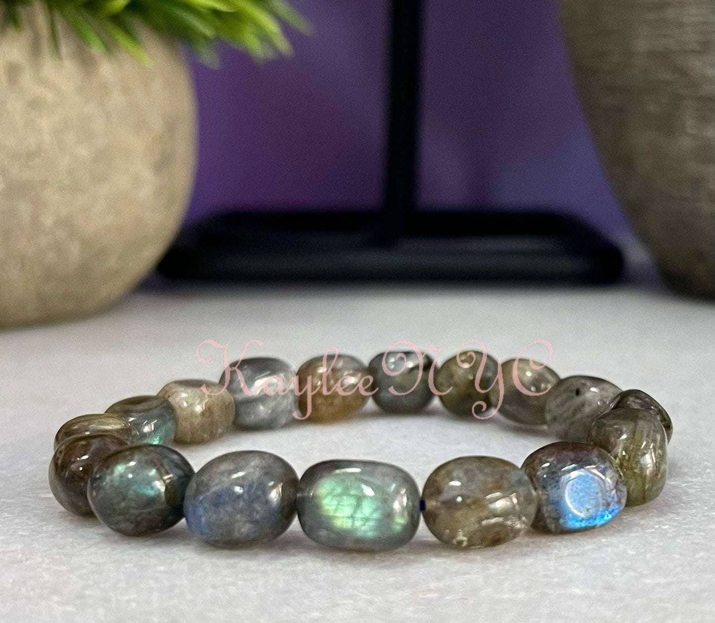 Wholesale 6 Pcs ~10mm 7.5” Natural Labradorite tumble Stretch Bracelet Crystal Healing