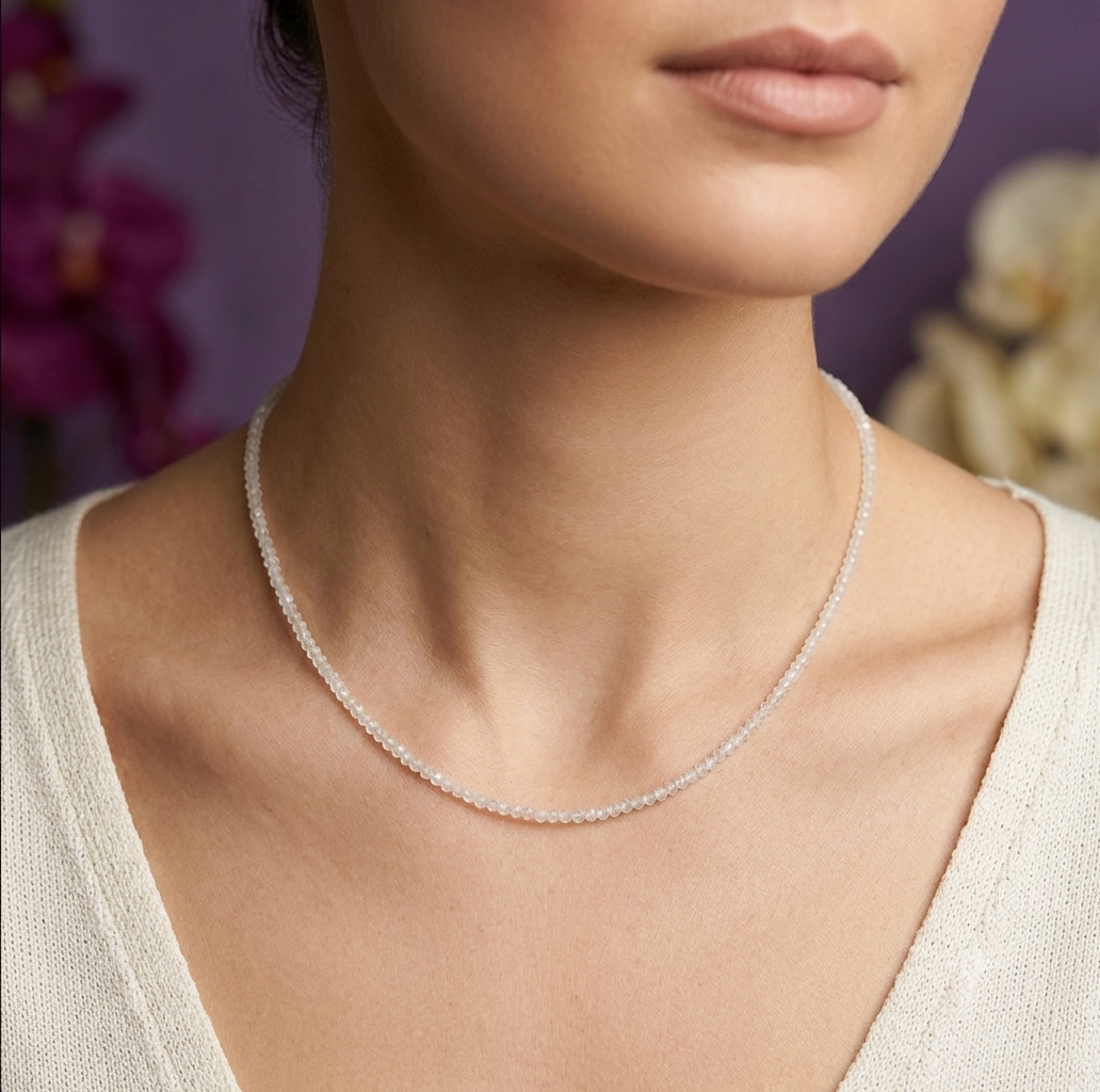 6 PCs 2mm Natural Moonstone Necklaces