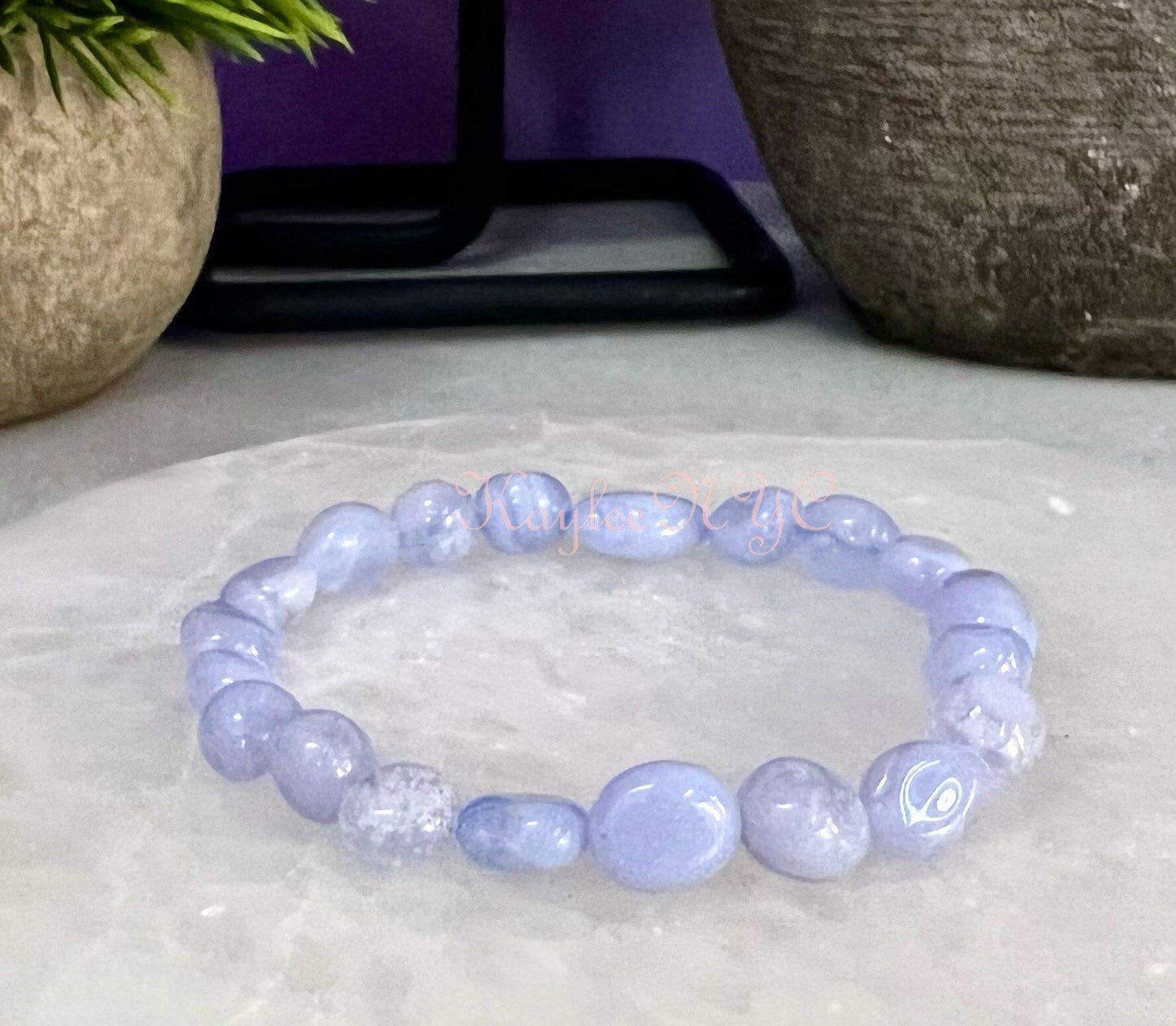 Wholesale 6 Pcs 7-8mm 7.5” Natural Blue Lace Agate tumble Stretch Bracelet Crystal Healing Energy