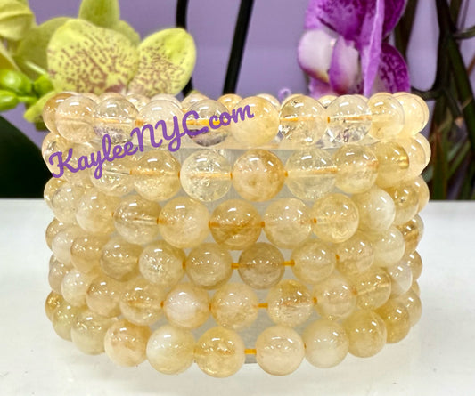 Wholesale 6 Pcs Citrine 8mm 7.5” Crystal Healing Stretch Bracelet