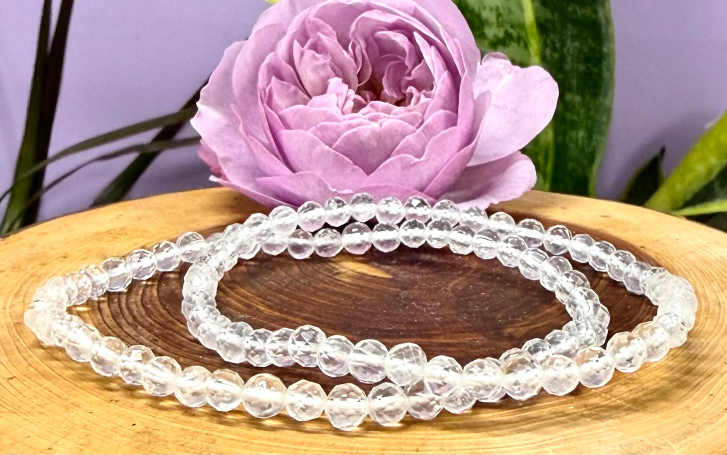 Wholesale Lot 6 Pcs Natural Faceted Clear Quartz 4mm 7.5” Crystal Healing Stretch Bracelet