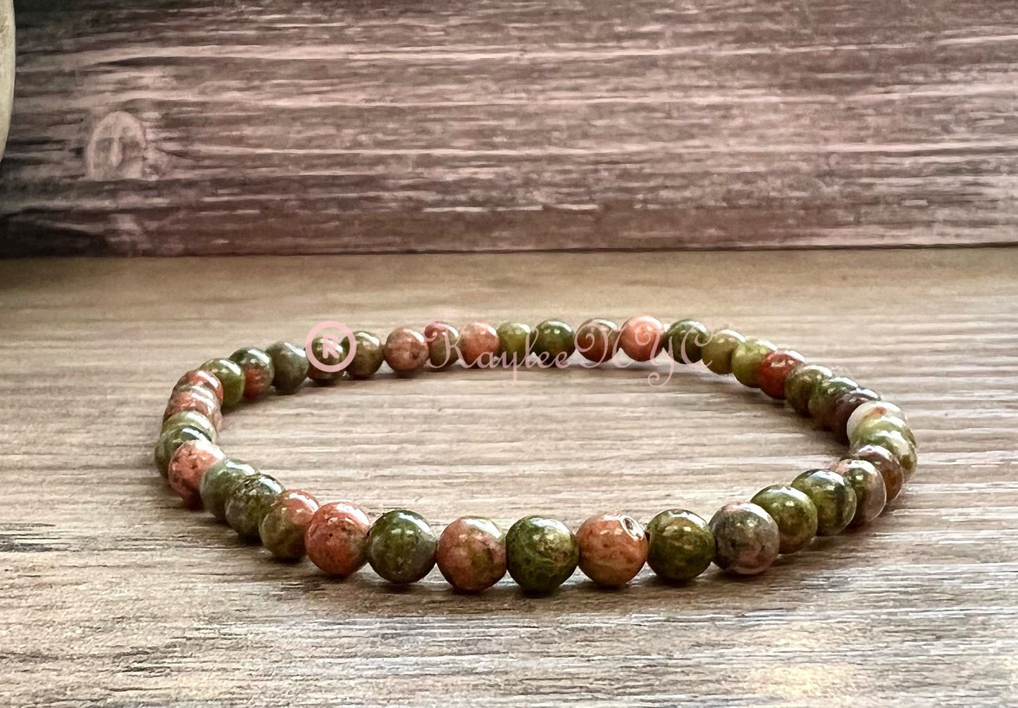 Wholesale Lot 6 Pcs Natural Unakite 4mm 7.5” Crystal Healing Stretch Bracelet