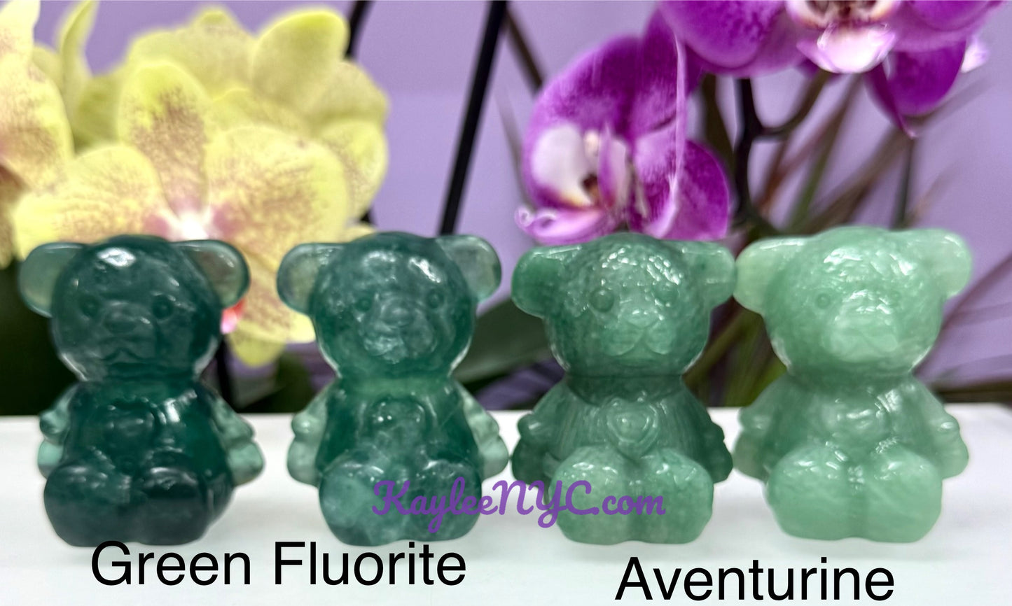 8 PCs Natural Crystals Teddy Bears healing energy