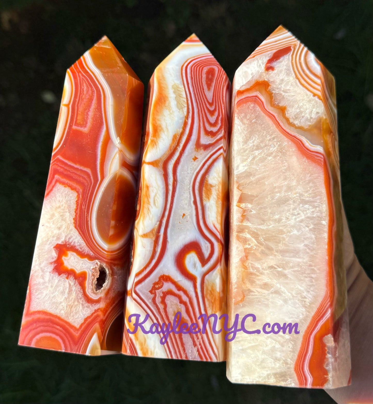 Wholesale Lot 3 pcs large Natural Carnelian obelisk Tower Point Crystal Healing Energy 4.9-5lbs