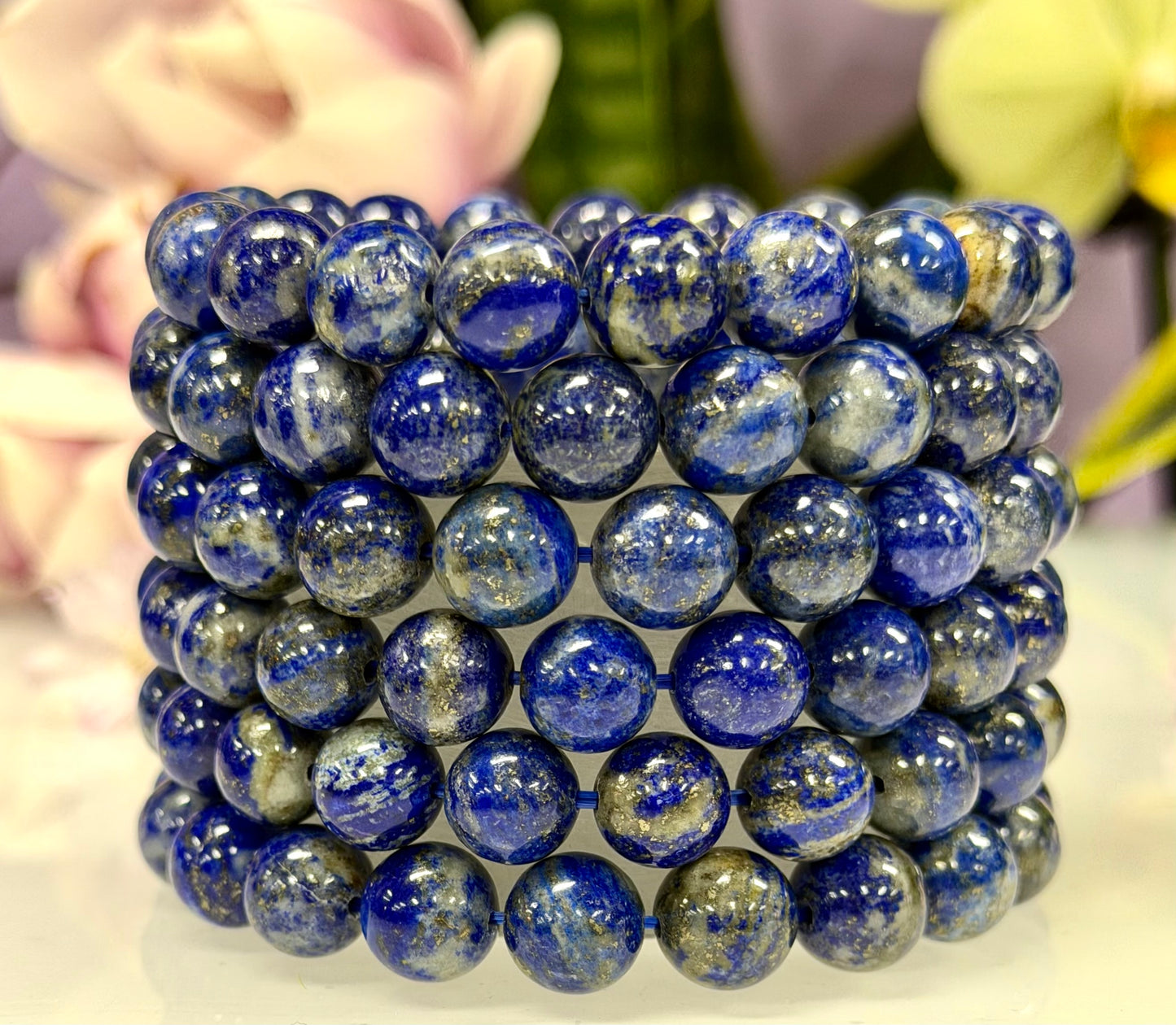 Wholesale 6 Pcs Natural Lapis Lazuli 10mm 7.5" Crystal Healing Stretch Bracelet