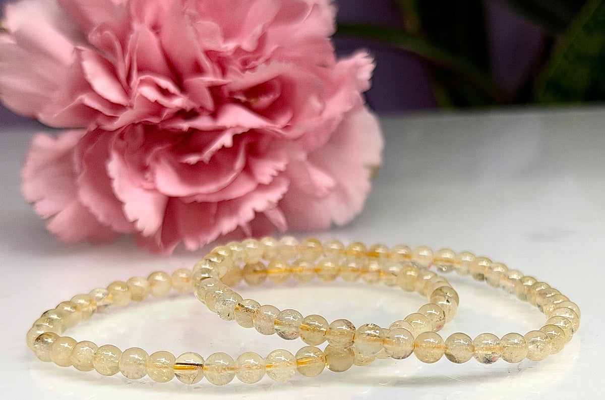 Wholesale Lot 6 Pcs Citrine 4mm 7.5” Crystal Healing Stretch Bracelet