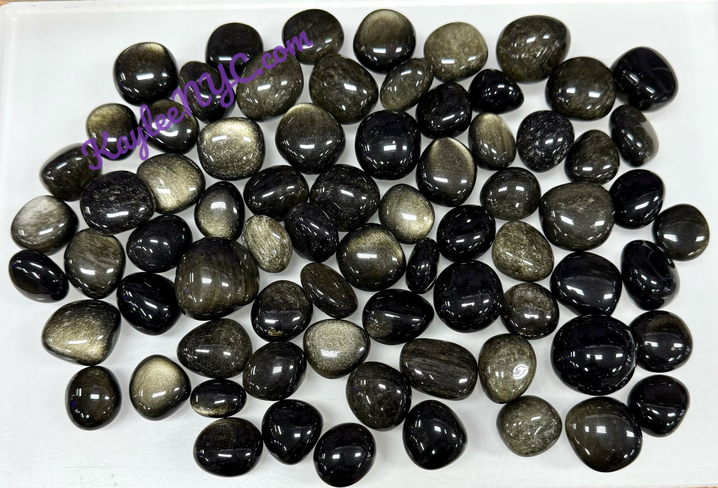 2 lbs Natural Gold Sheen Obsidian Tumble Crystal Healing Energy