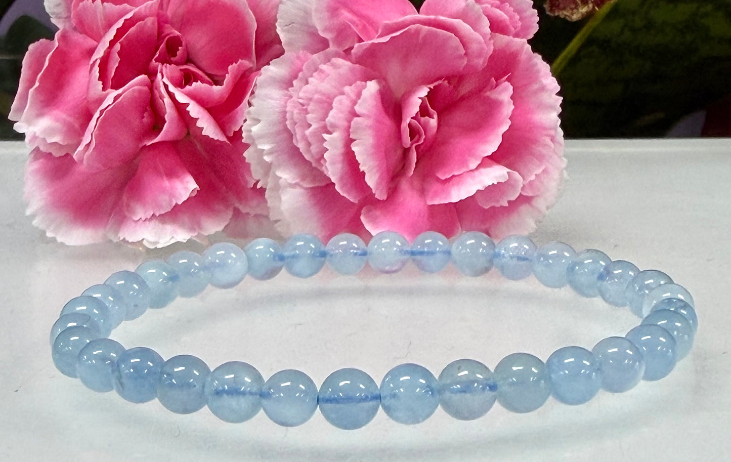 Wholesale 6 Pcs Natural Aquamarine 6mm 7.5” Crystal Healing Stretch Bracelet