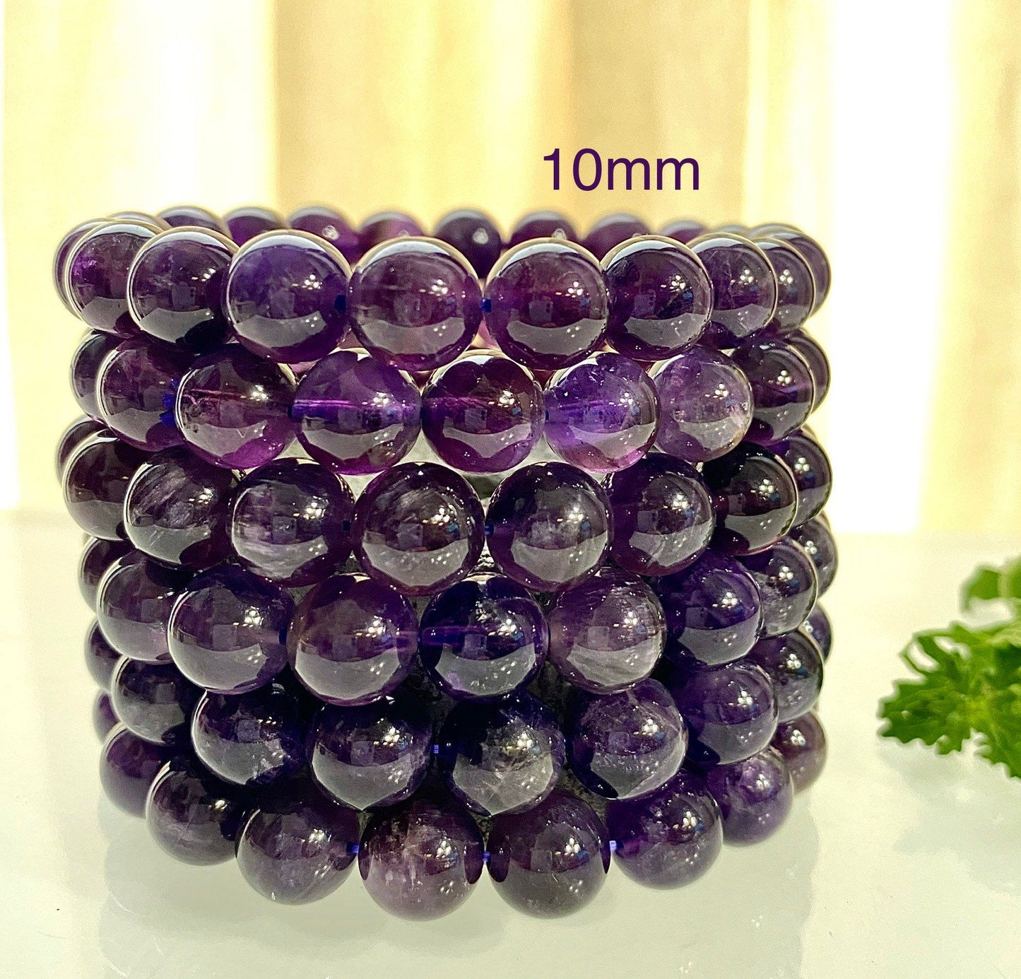 Wholesale 6 Pcs Natural Amethyst 10mm 8” Crystal Healing Stretch Bracelet