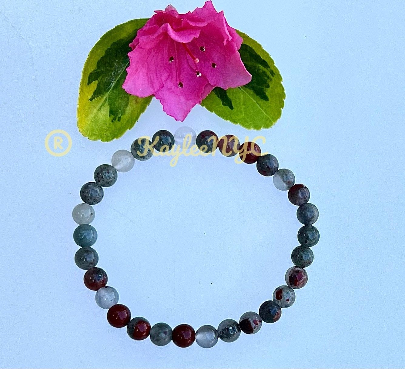 Wholesale Lot 6 Pcs Natural African Bloodstone 6mm 7.5” Crystal Healing Stretch Bracelet