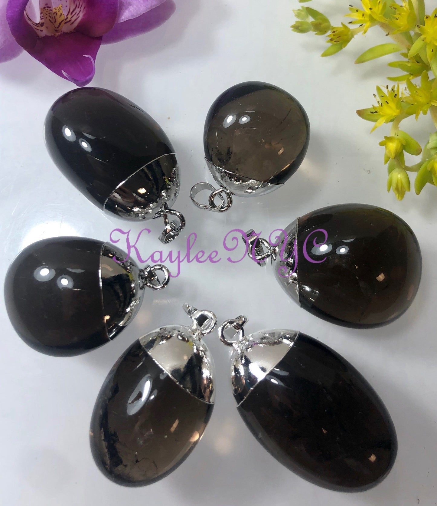 Wholesale Lot 6 Pcs Natural Smoky Quartz Pendant Natural Healing