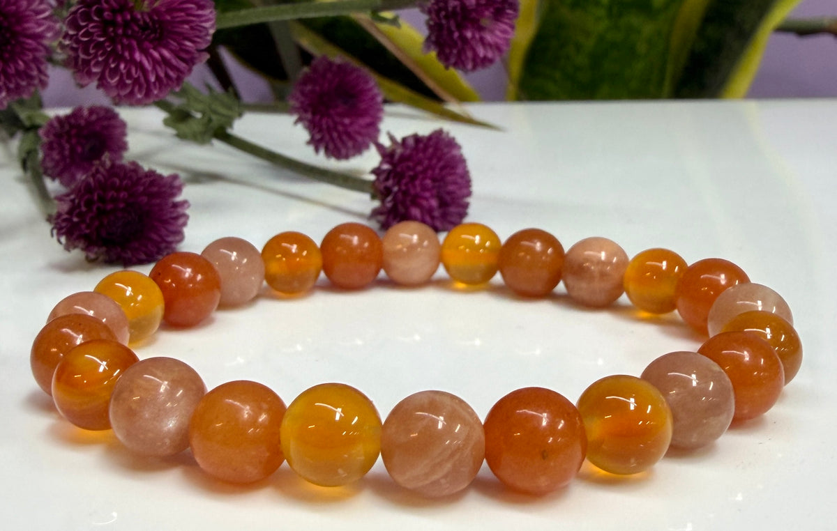 Wholesale 6 Pcs 8mm Natural Crystal Sacral Chakra Healing Stretch Bracelet 7.5”