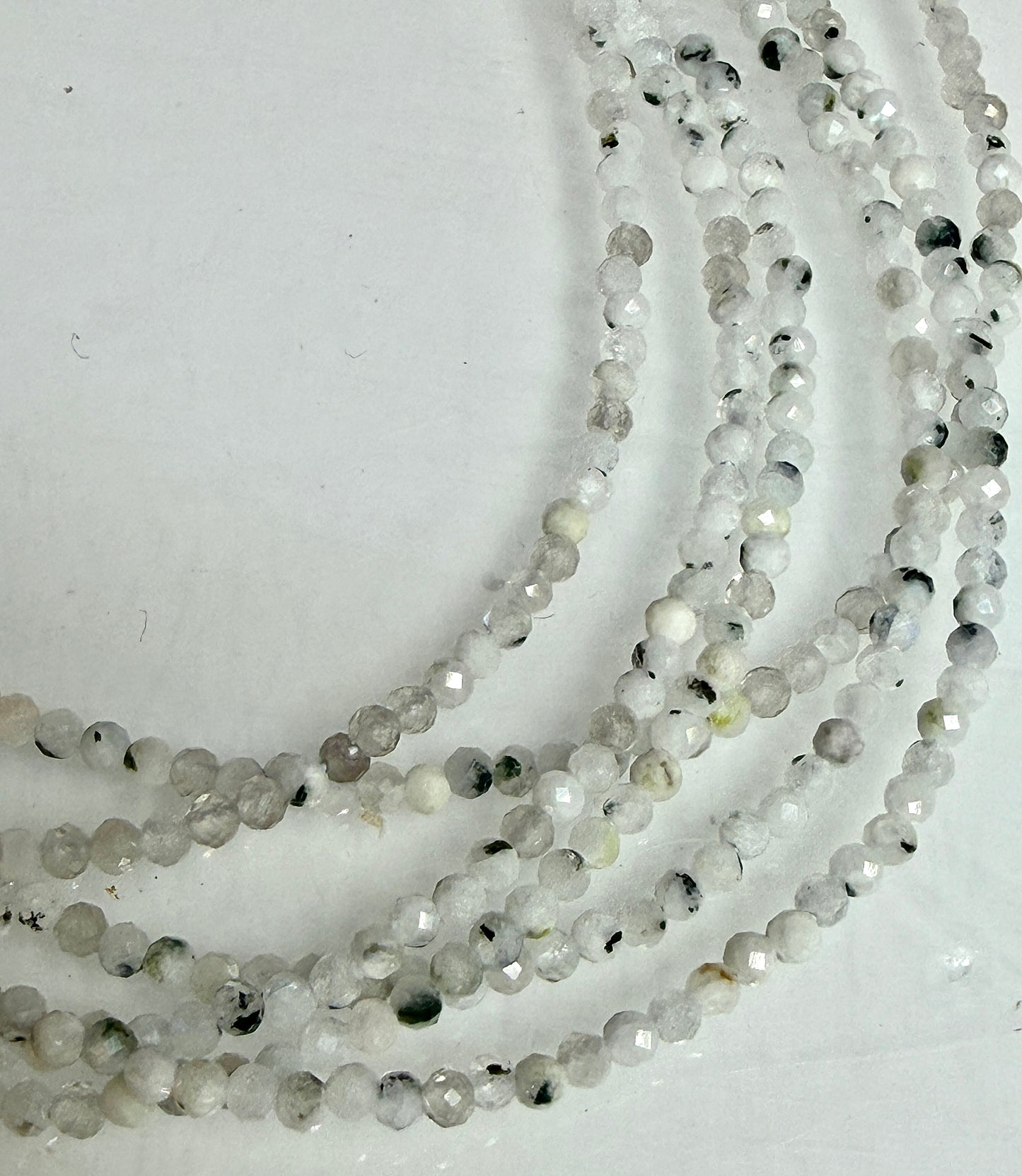 6 PCs 2mm Faceted Rainbow Moonstone Necklace Stainless Steel Findings