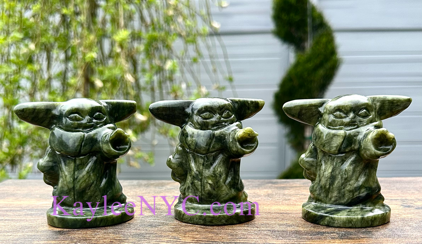 8 PCs 3” Natural Nephrite Jade Yoda healing energy