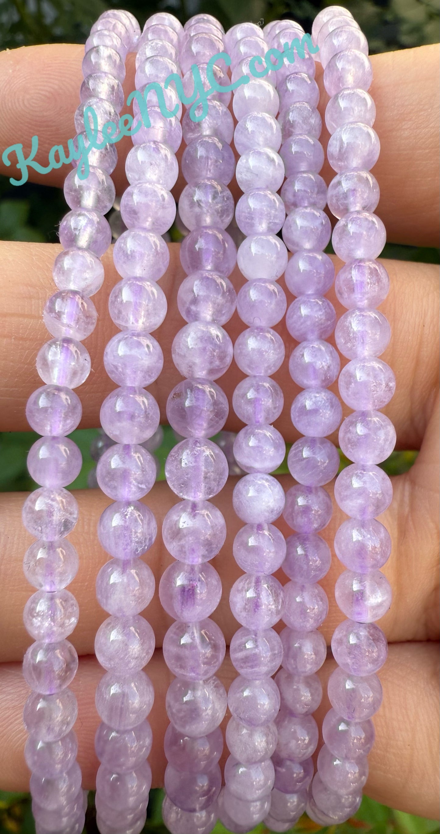 Wholesale Lot 6 Pcs Natural Lavender Amethyst4mm 7.5” Crystal Healing Stretch Bracelet