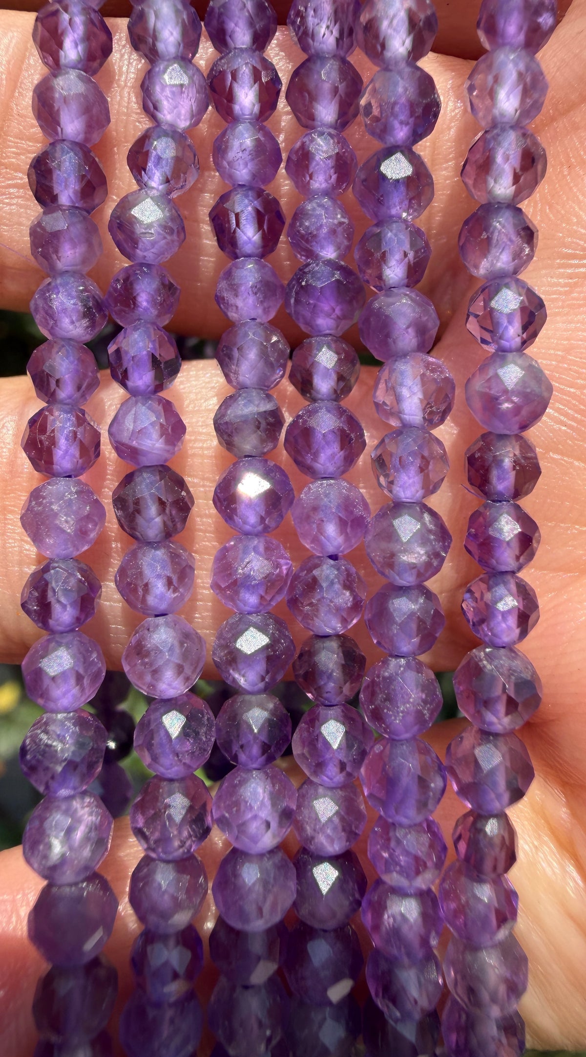 Wholesale Lot 6 Pcs Natural Amethyst 4mm Faceted 7.5” Crystal Healing Stretch Bracelet