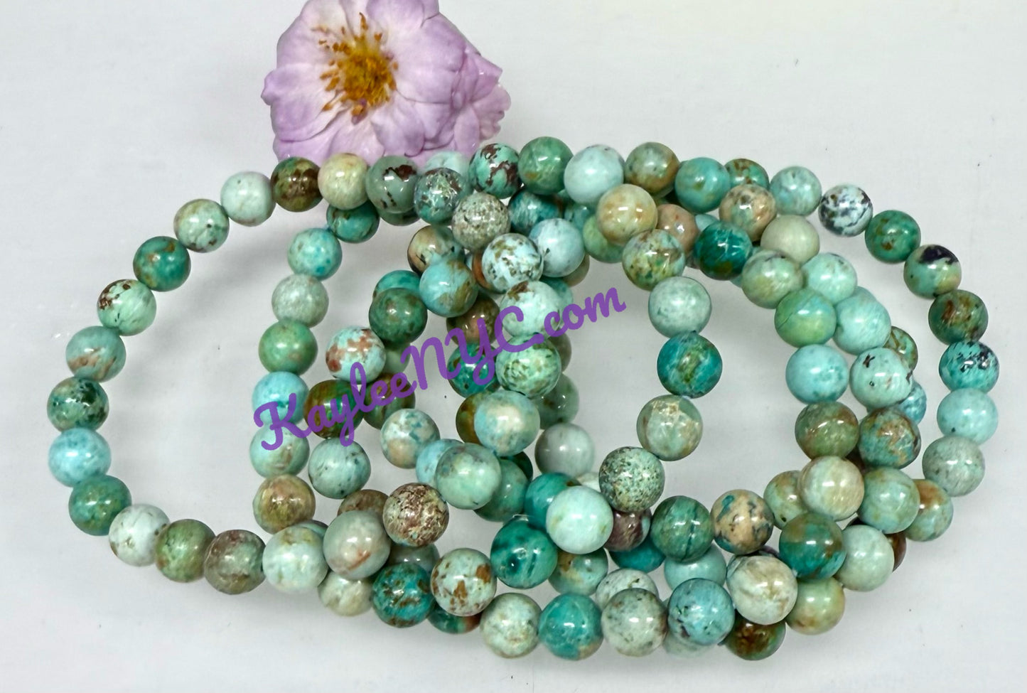Wholesale 6 Pcs Natural Turquoise 8mm 7.5” Crystal Healing Stretch Bracelet