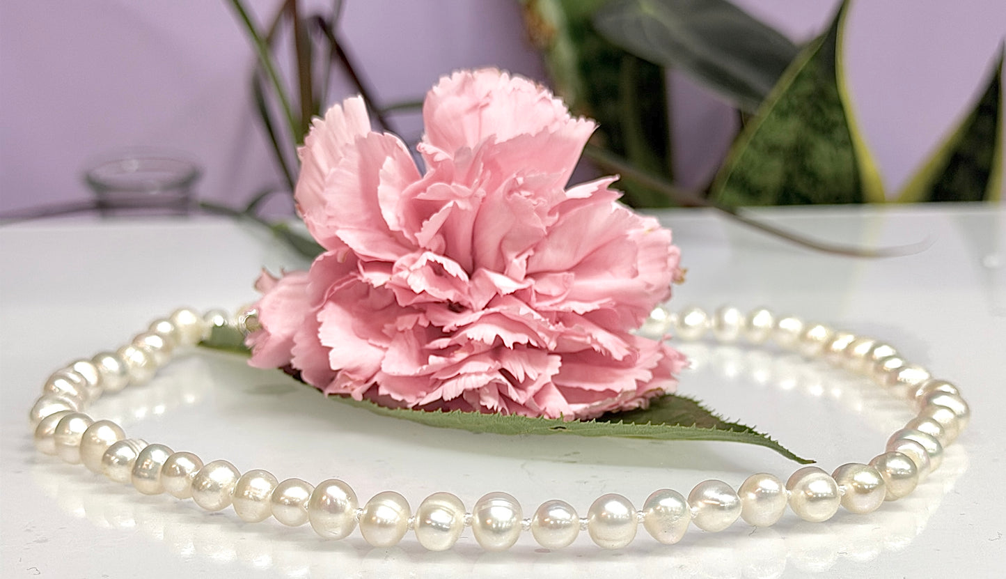 6 PCs 6 pcs ~7mm Natural Freshwater Pearl Necklace Healing Energy