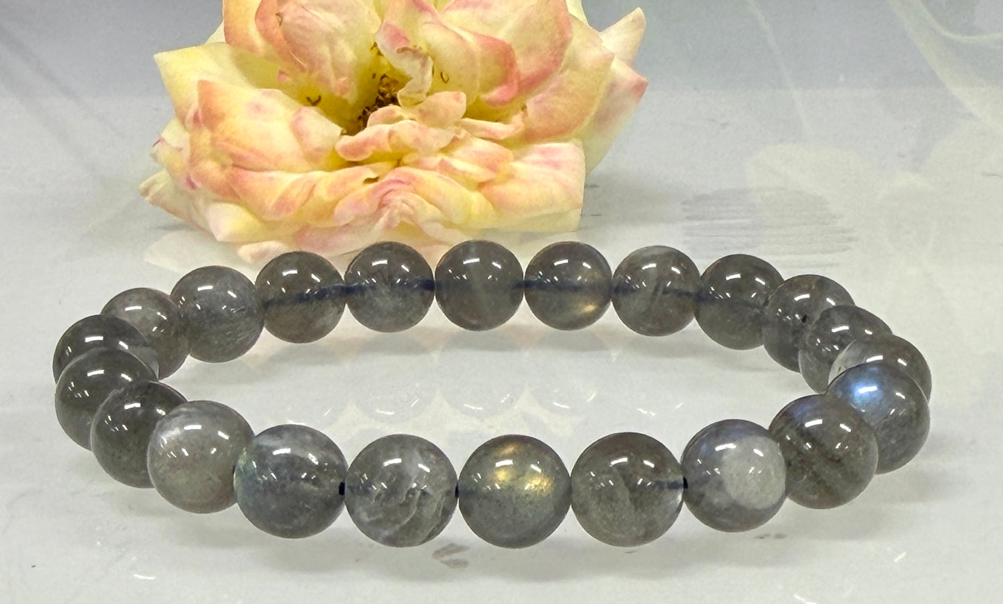 Wholesale 6 Pcs Natural Labradorite 8mm 7.5” Crystal Healing Stretch Bracelet