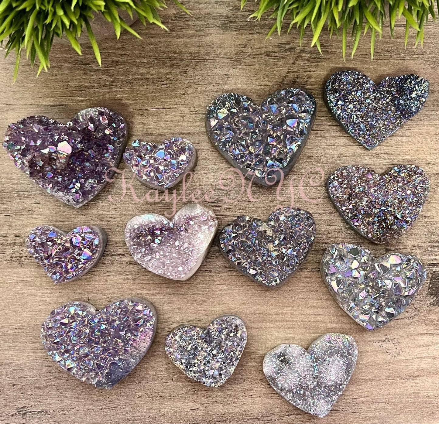 Wholesale Lot 1 lb Aura Amethyst Cluster Heart Crystal Nice Quality healing energy