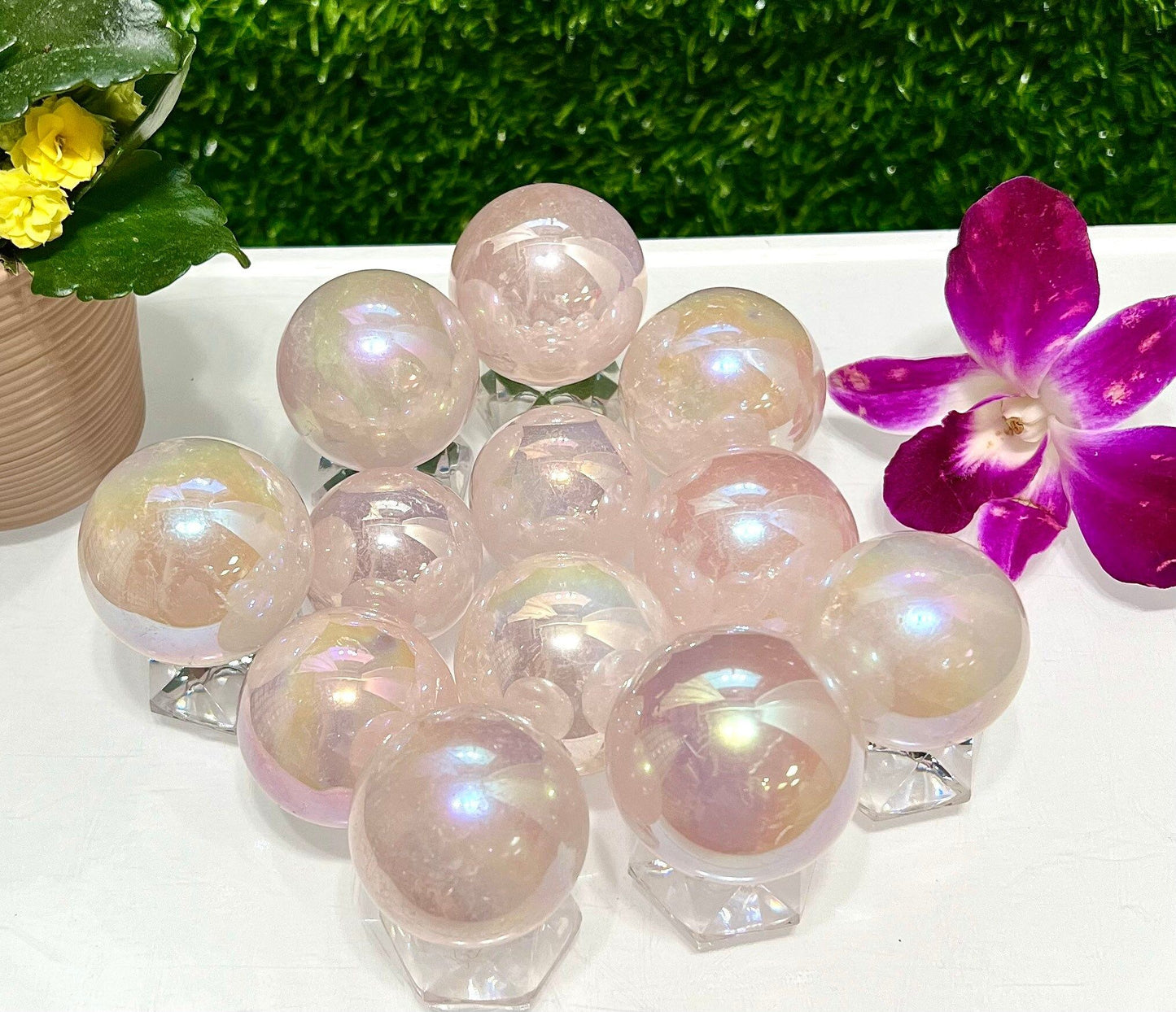 Wholesale Lot 2 Lb Angel Aura Rose Quartz Sphere Crystal Healing Energy