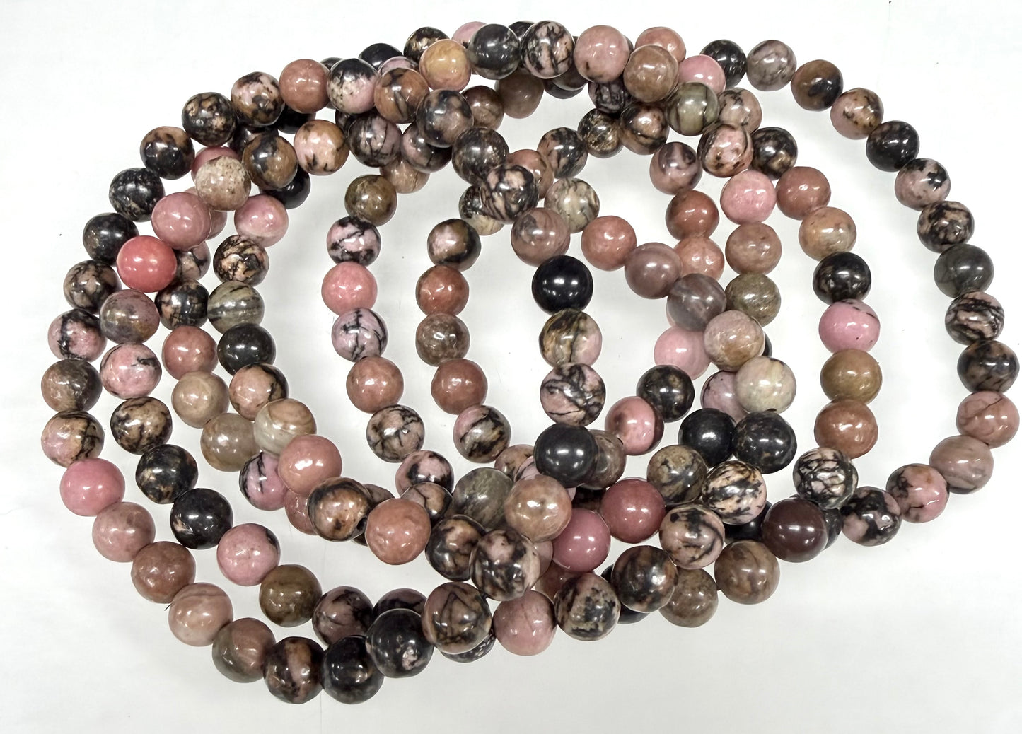 Wholesale Lot 6 Pcs Rhodonite 6mm 7.5” Crystal Healing Stretch Bracelet